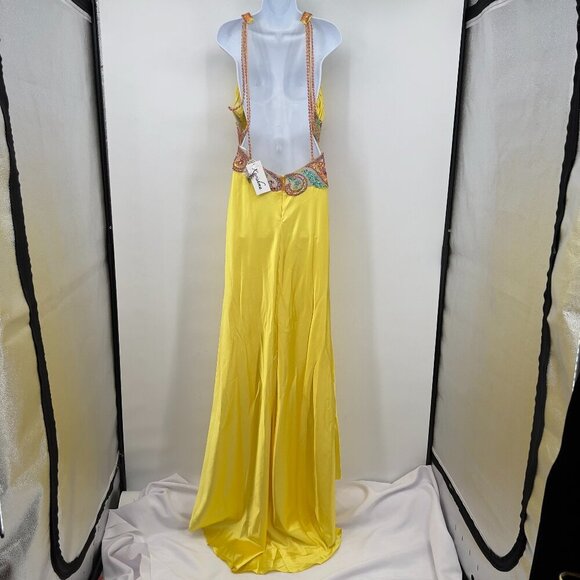 Karishma Yellow Designer Beaded Embellished Evening  Maxi Gown 10— NWT - Picture 4 of 12